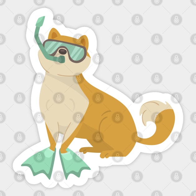 Swiming Shiba inu dog Sticker by Liking